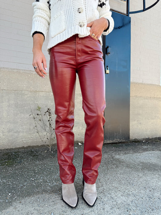 90s PINCH WAIST LONG LEATHER