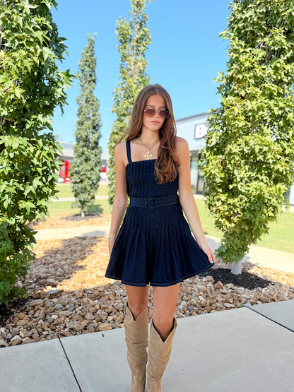 STRETCH DENIM MINI DRESS
