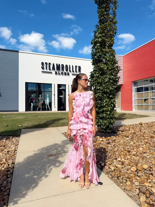 ELEANORA SLEEVELESS RUFFLE GOWN