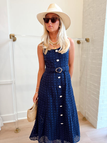 SLEEVELESS BELTED DRESS