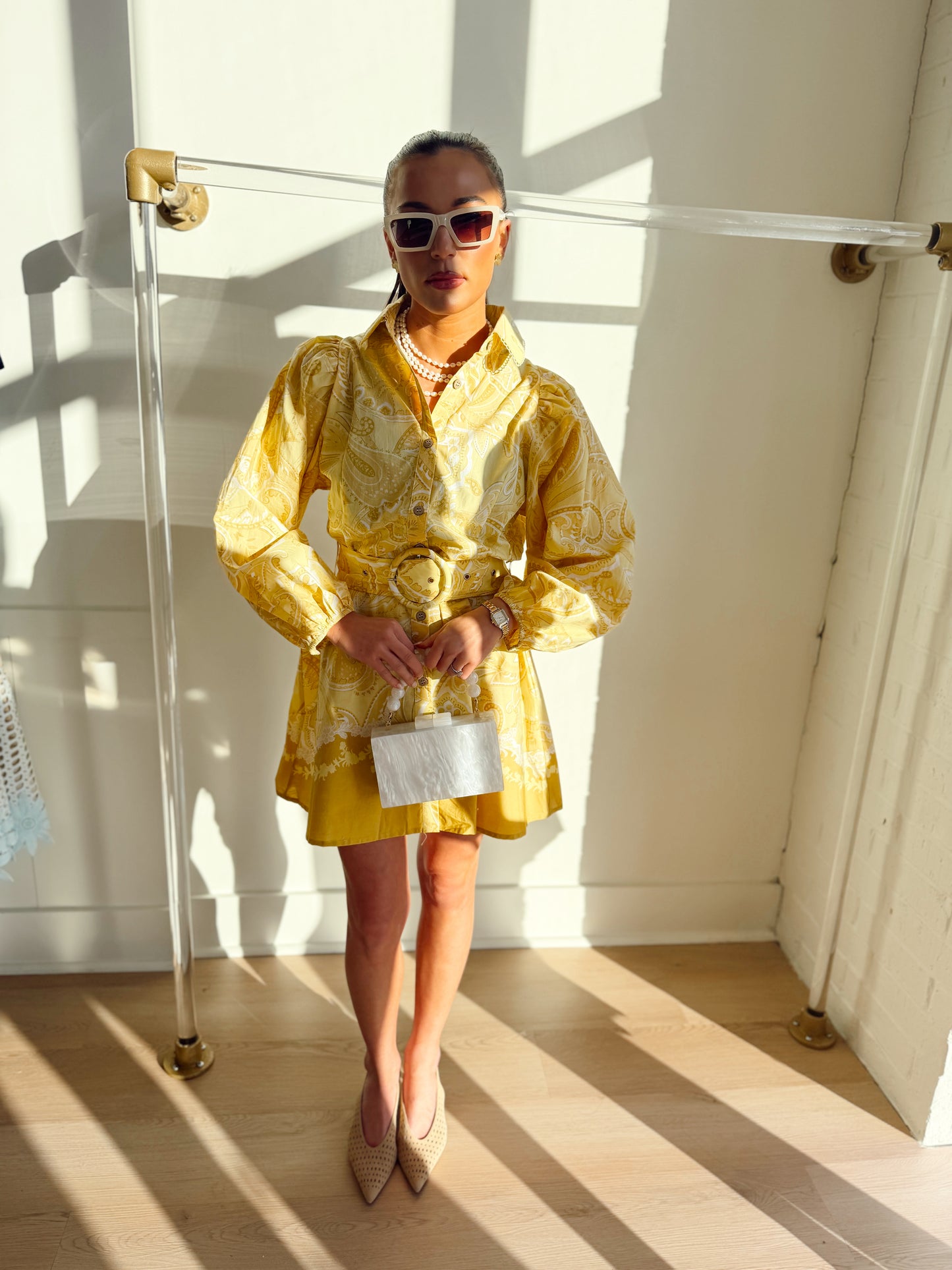 JOY BELTED BUTTON DOWN DRESS