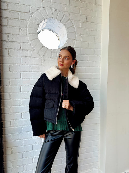 FUR CONTRAST PUFFER JACKET