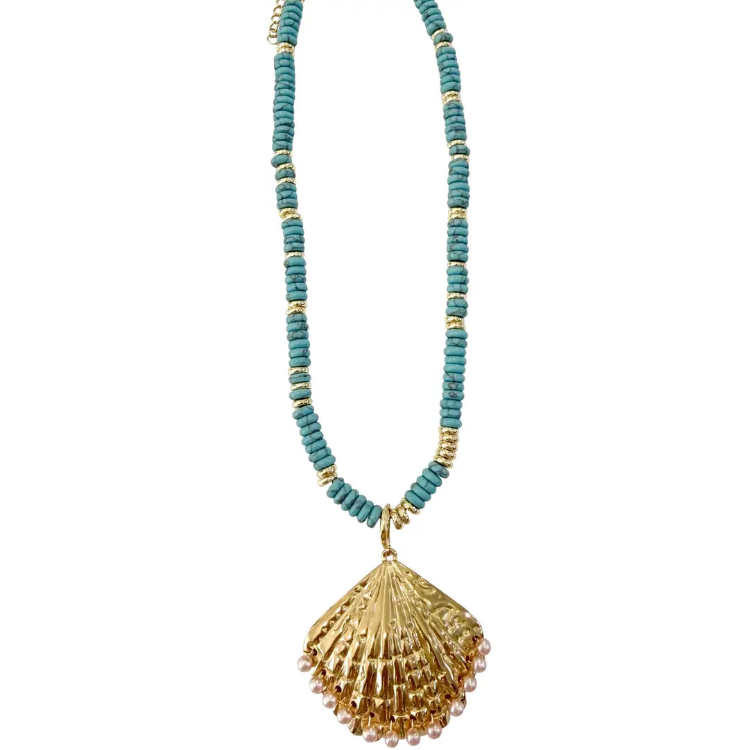 SUNLEE BEADED NECKLACE WITH SHELL