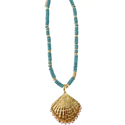 SUNLEE BEADED NECKLACE WITH SHELL