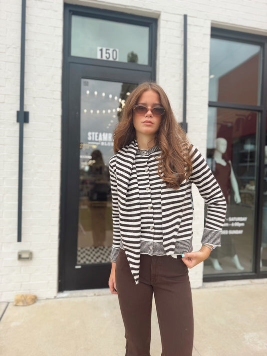 NEELA LONG SLEEVE STRIPED SWEATER