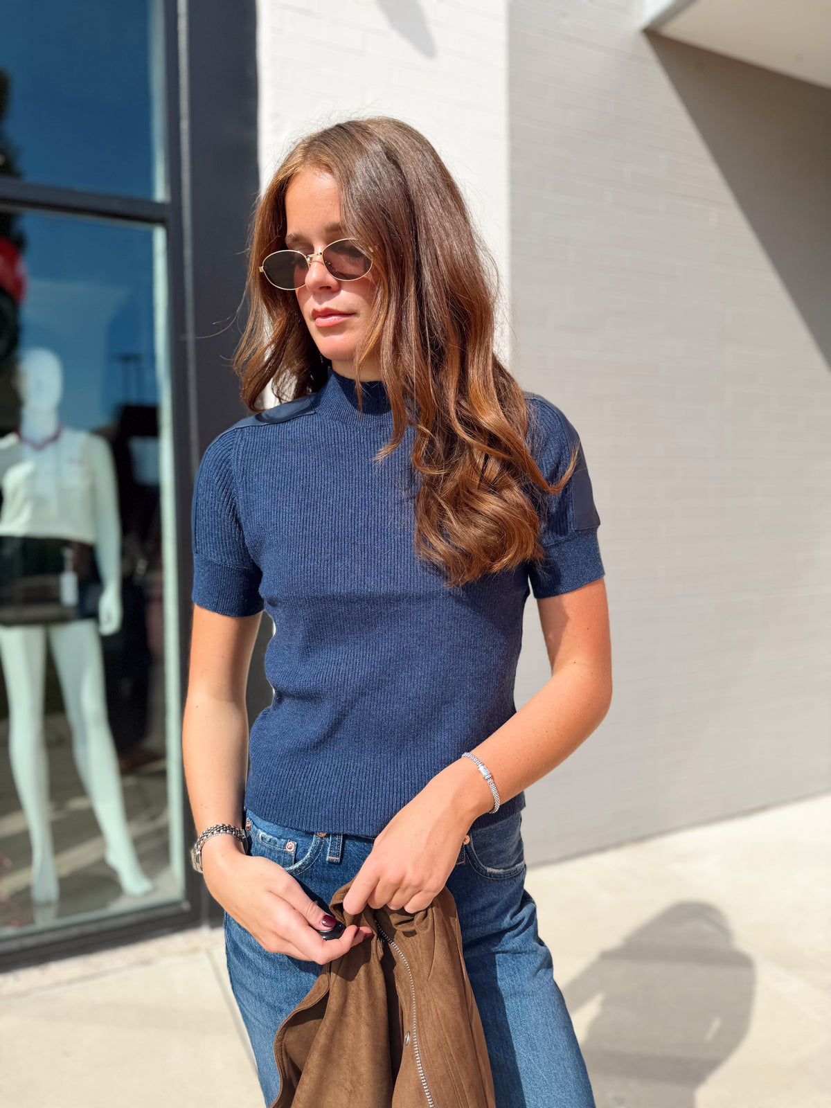VESPER VEGAN TRIM RIBBED HALF SLEEVE