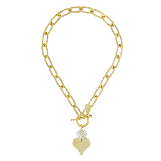 PEARL CLUSTER + HEART TOGGLE NECKLACE