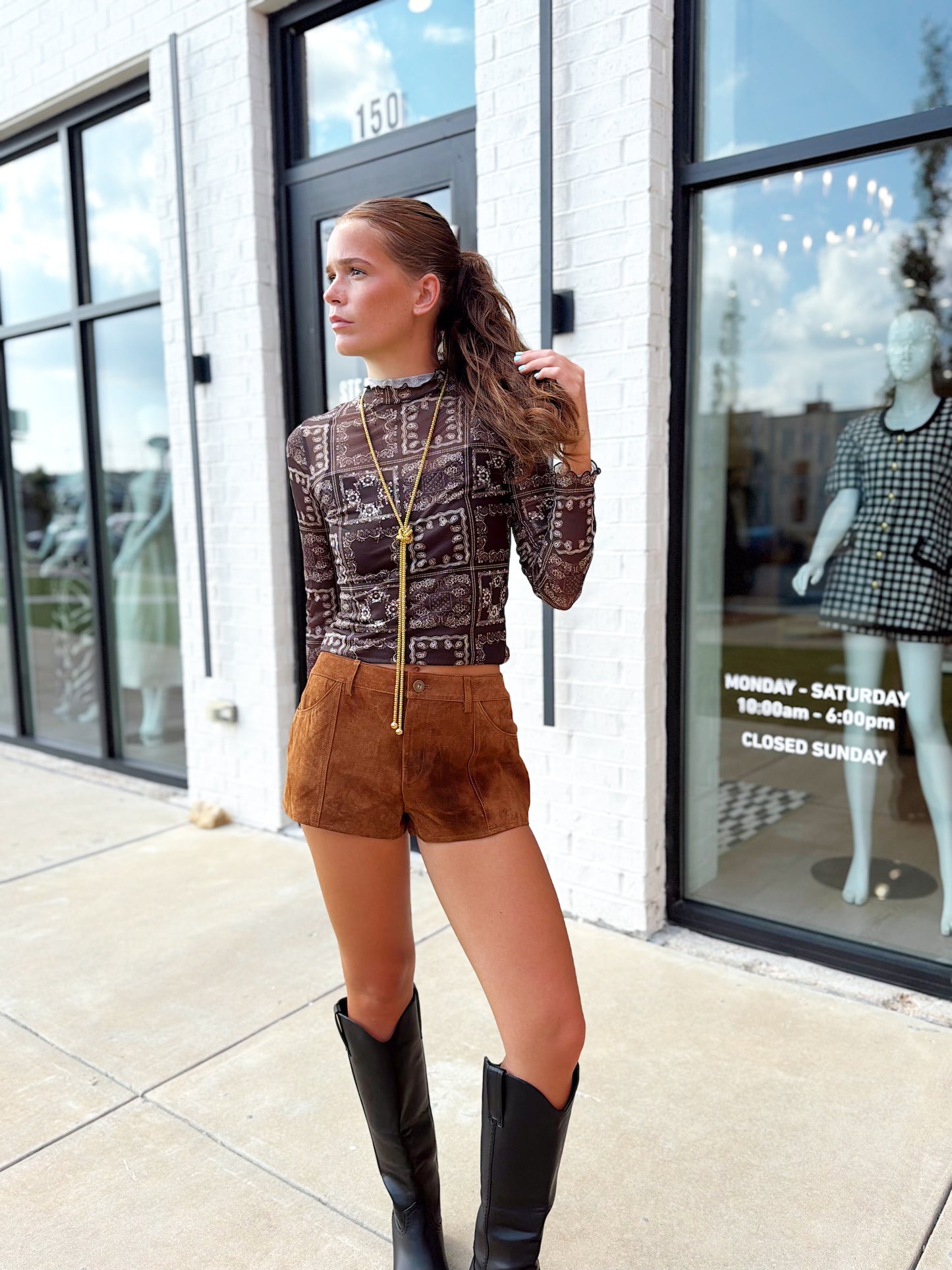 WREN SHEER BANDANA PRINT TURTLE NECK