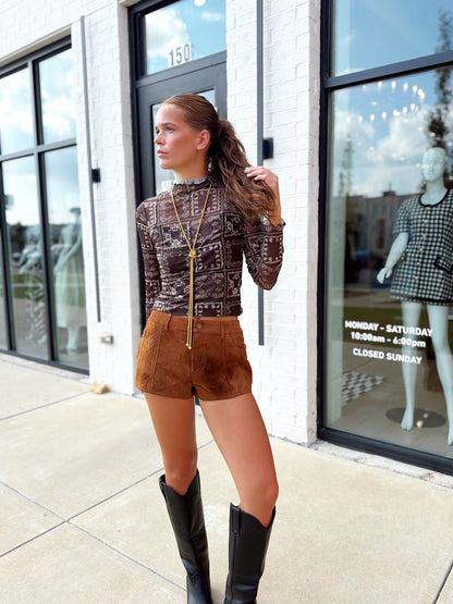 WREN SHEER BANDANA PRINT TURTLE NECK