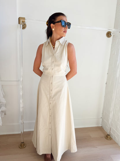 IVY SLEEVELESS BUTTON DOWN MAXI