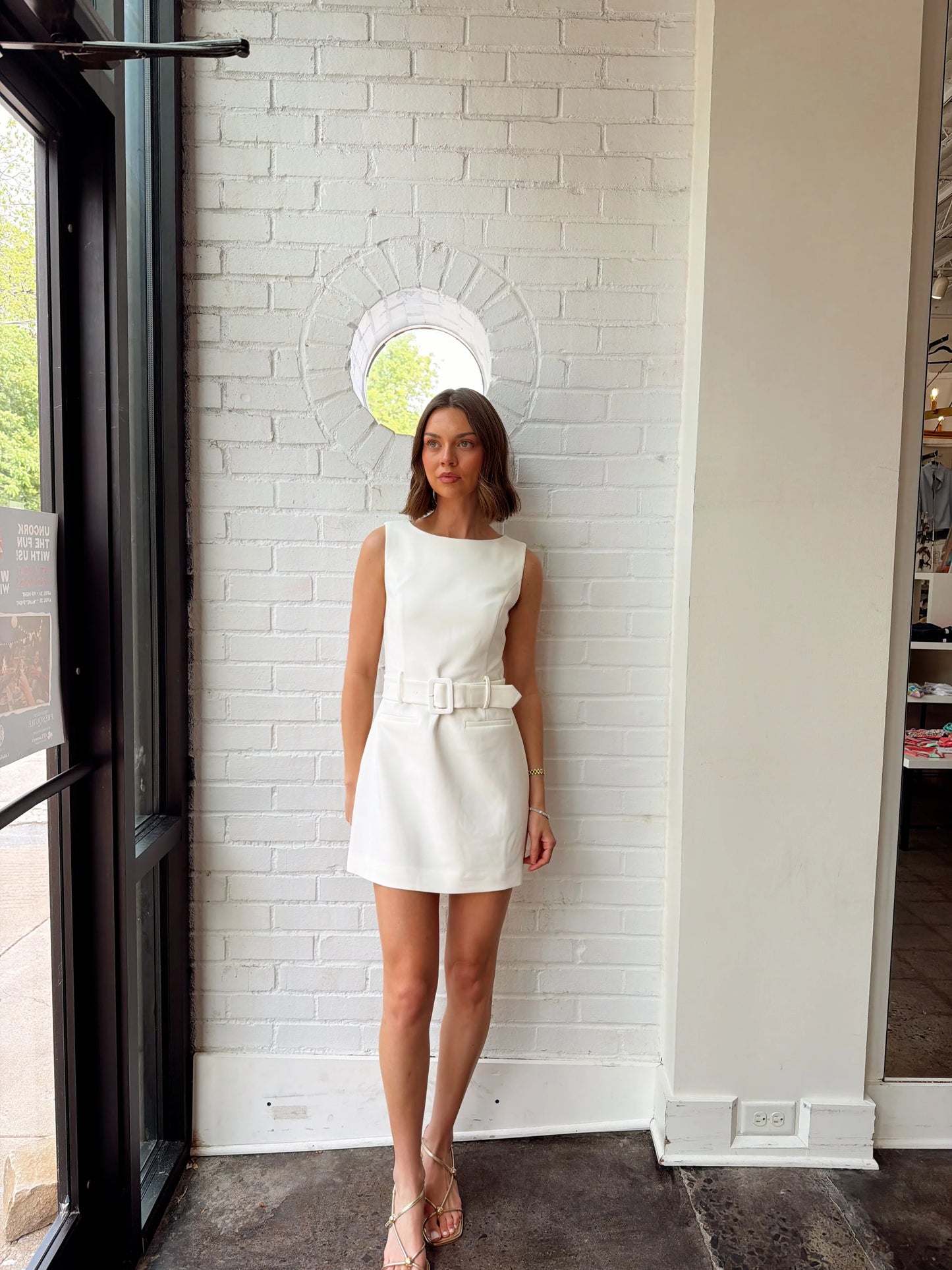 AZRA TWILL BELTED MINI DRESS