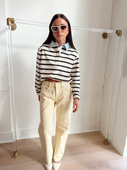 NADINE LONG SLEEVE DENIM POLO