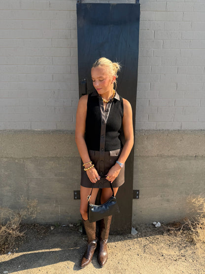 AVERY VEGAN COMBO SWEATER DRESS