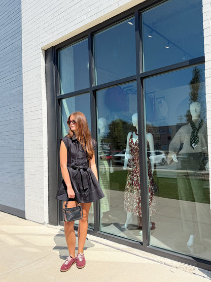 SHIRT NECK PLEATED DRESS