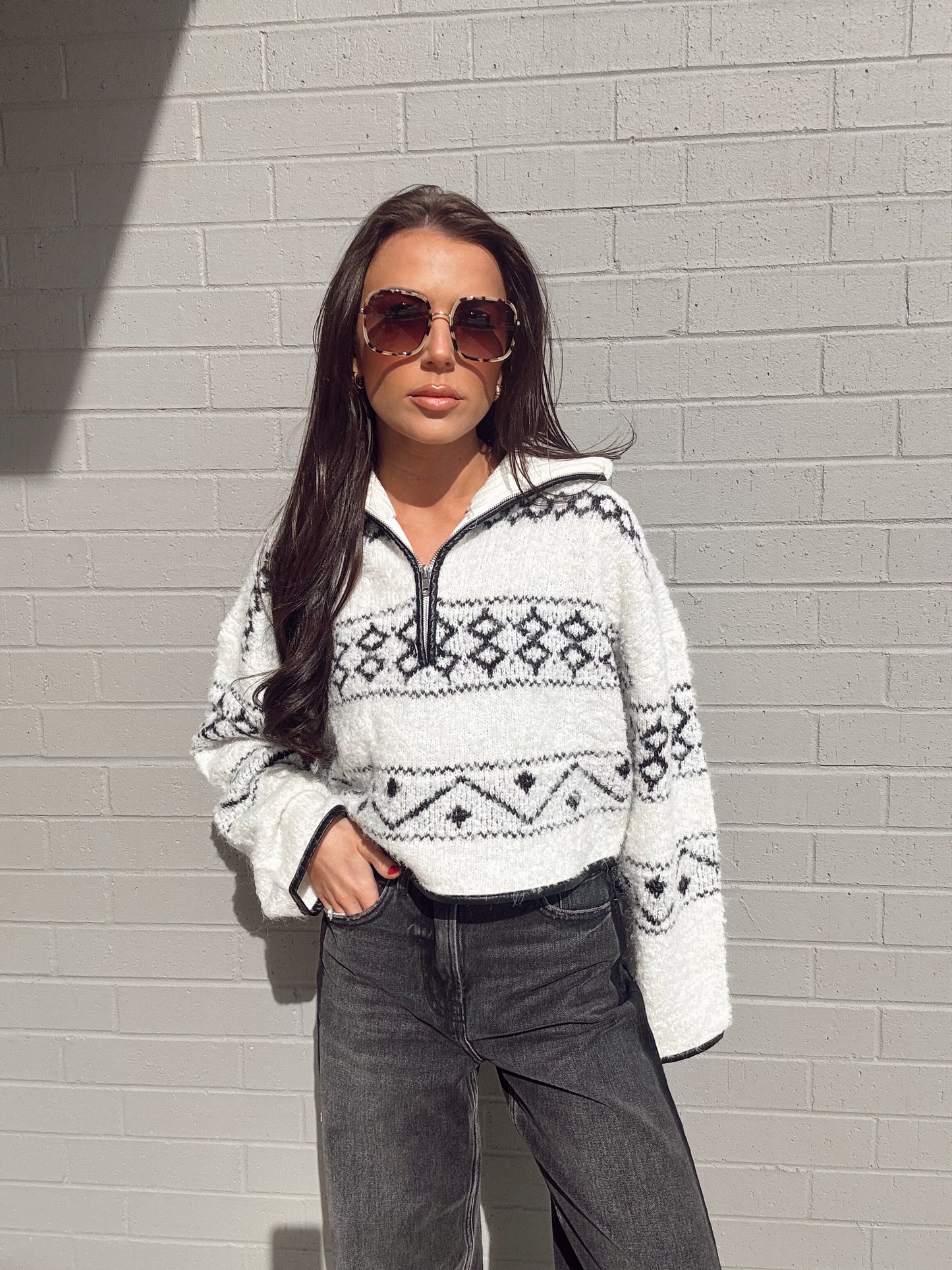 MOUNTAIN ROADS HALF ZIP SWEATER