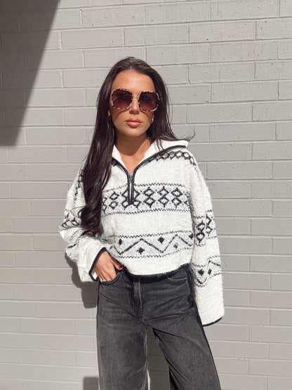 MOUNTAIN ROADS HALF ZIP SWEATER