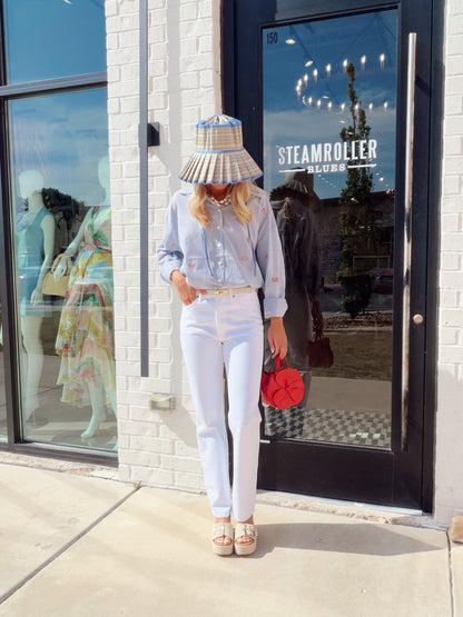 STRIPED FLAG OVERSIZED BUTTON DOWN