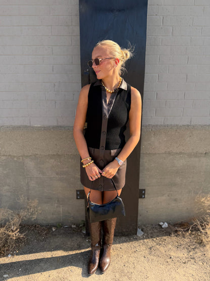 AVERY VEGAN COMBO SWEATER DRESS