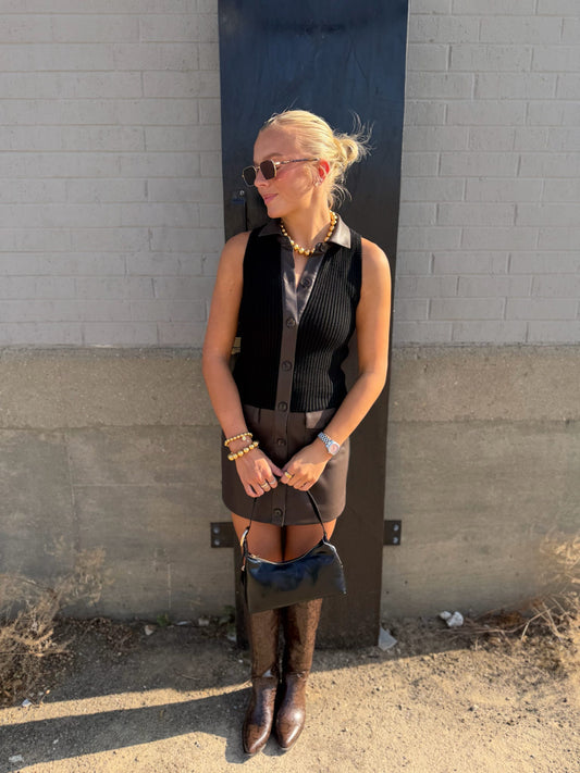 AVERY VEGAN COMBO SWEATER DRESS