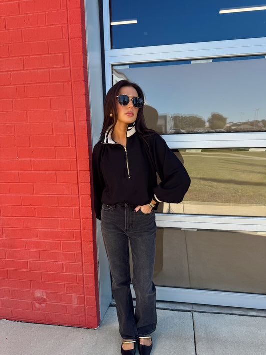 RACER HALF ZIP BLOUSE