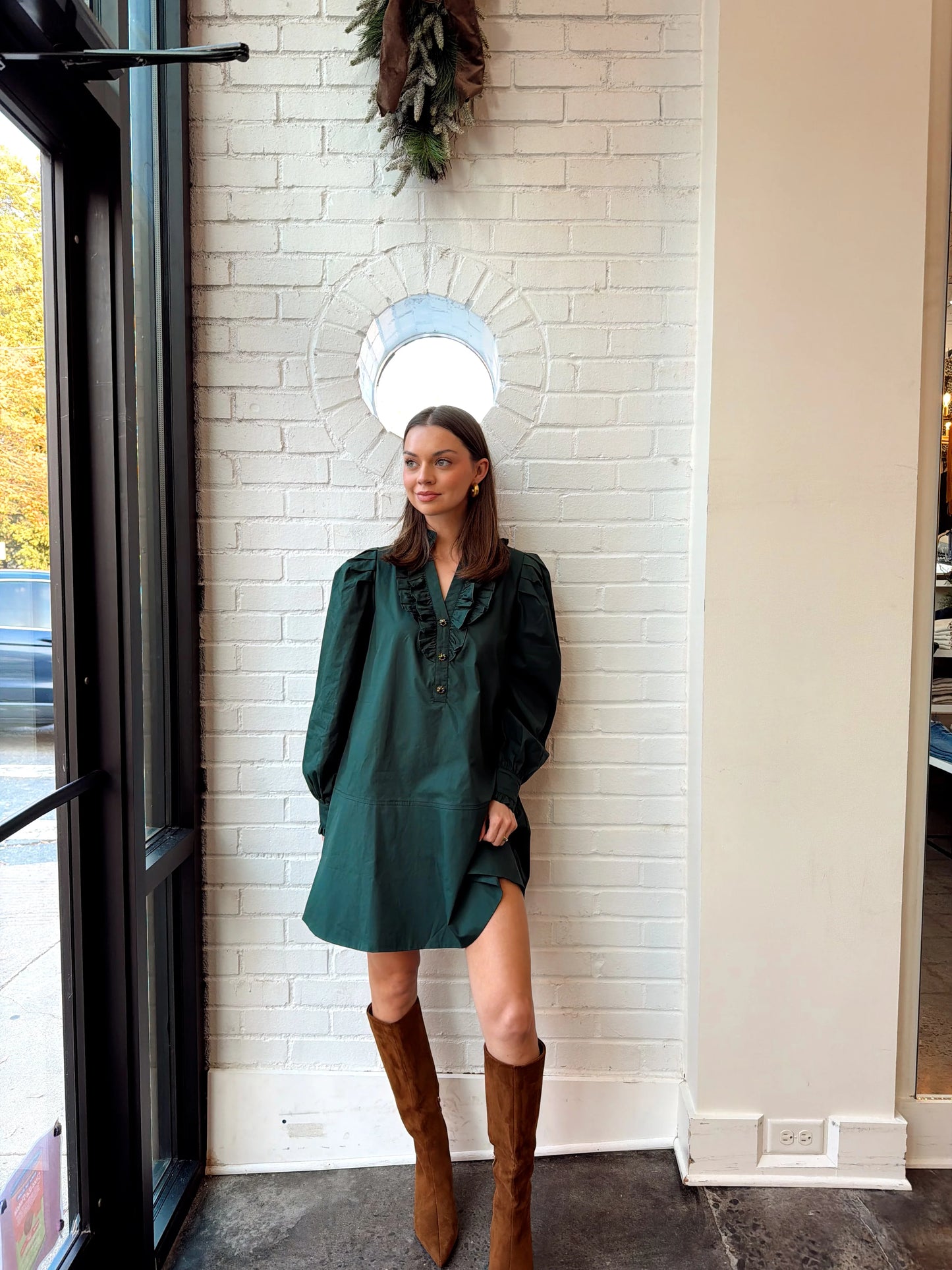 RUFFLE DETAIL MINI DRESS