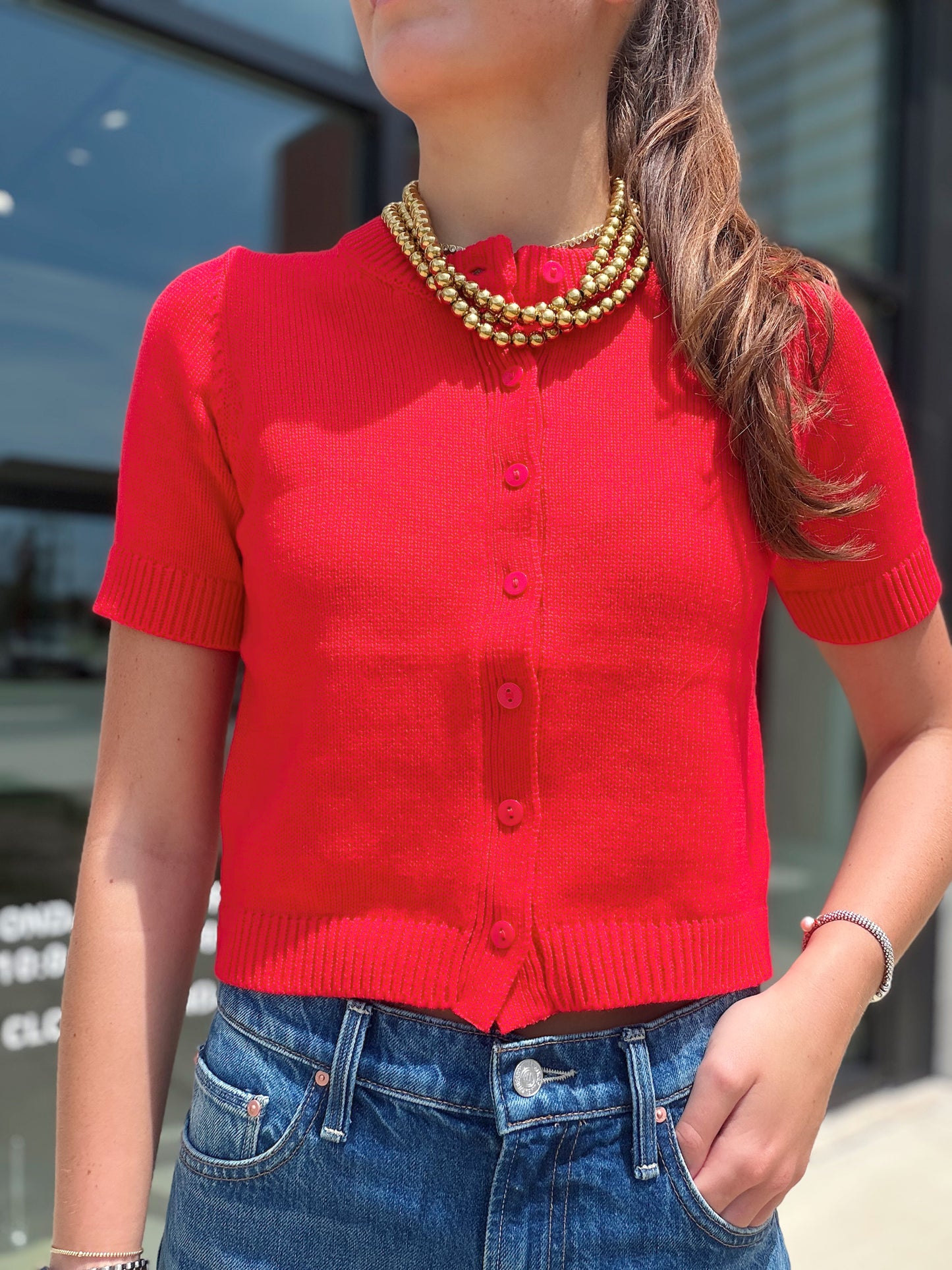 LEIA SHORT SLEEVE KNIT TOP