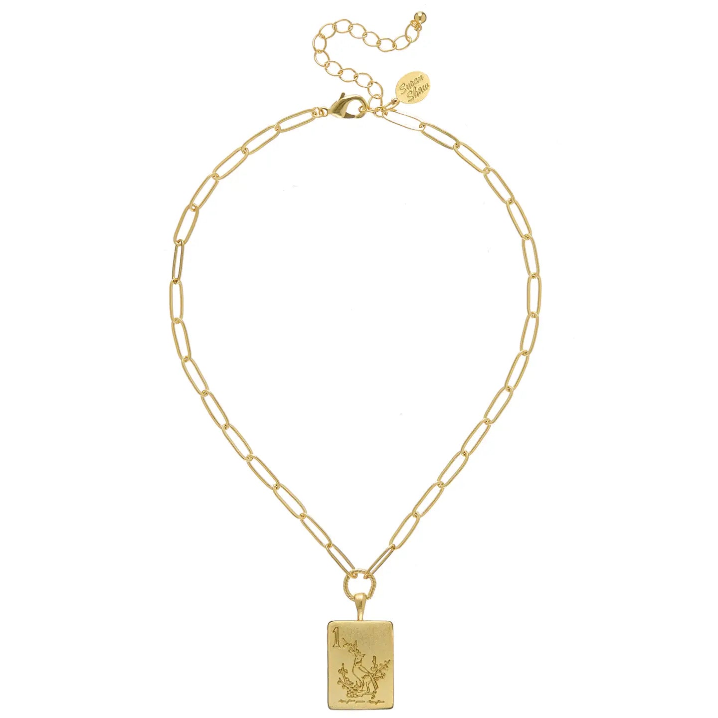 BAM BIRD MAHJONG TILE PAERCLIP NECKLACE