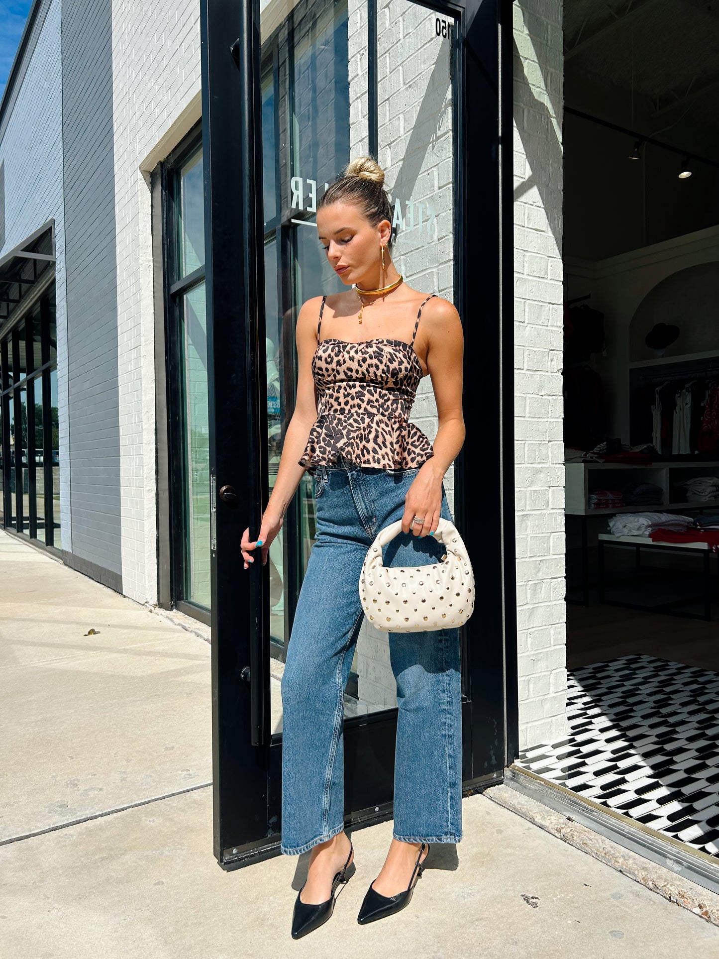 LEOPARD PRINT SATIN TOP