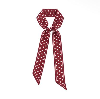 RETRO POLKA SILK TWILL SKINNY SCARF