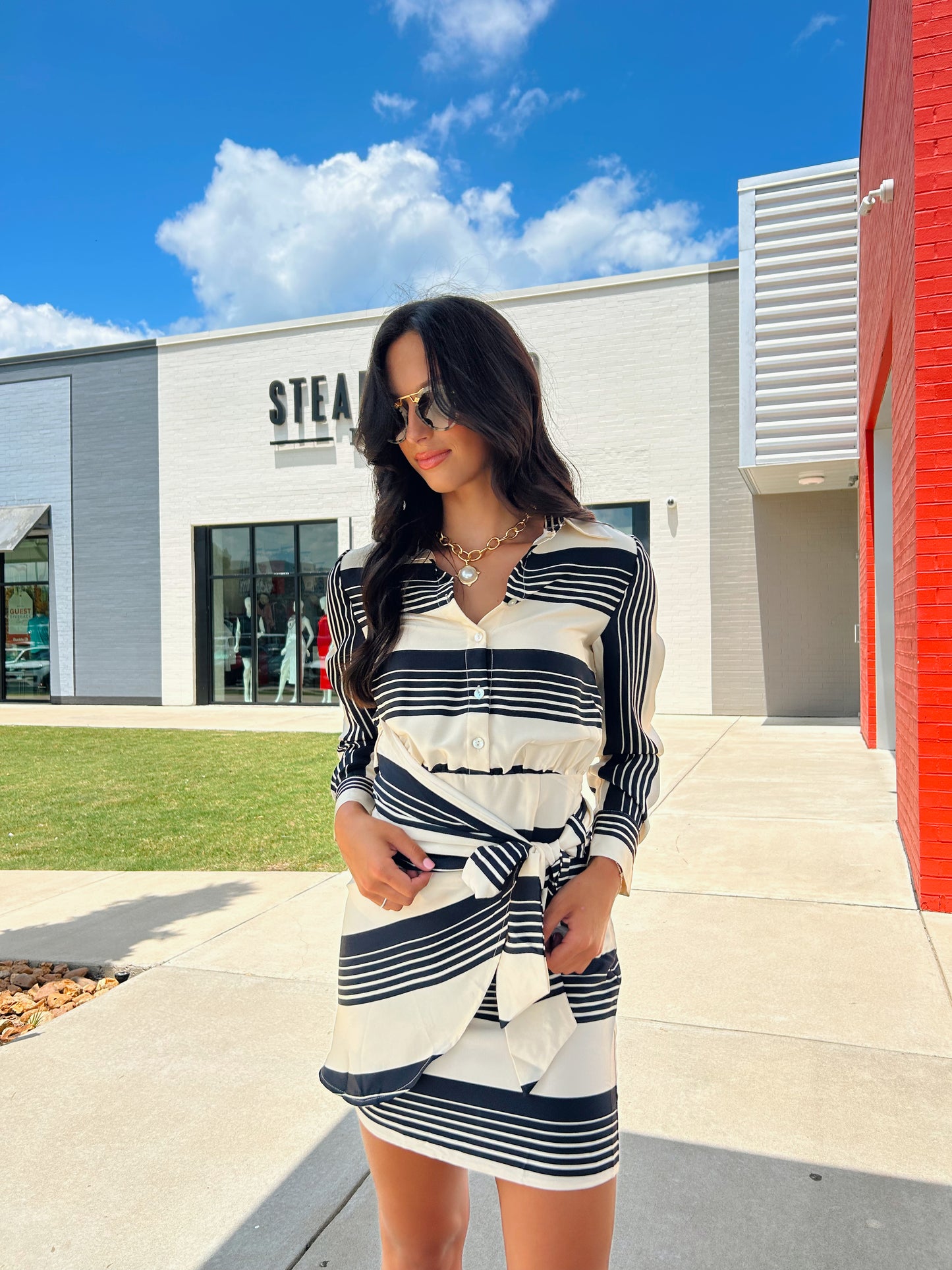 LONG SLEEVE STRIPED DRESS