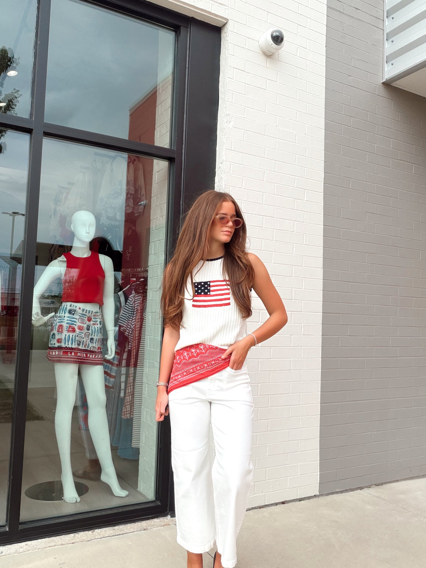 USA FLAG RIBBED SWEATER TOP