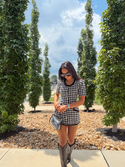 WOOL GINGHAM LONG LINE JACKET