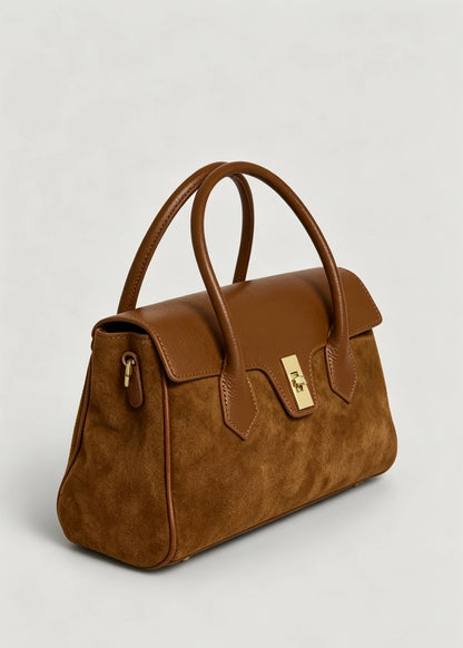 GENUINE LEATHER BAG WITH SUEDE DETAILS