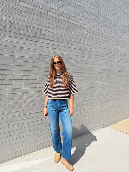 NATALIE STRIPE LOOSE KNIT TOP