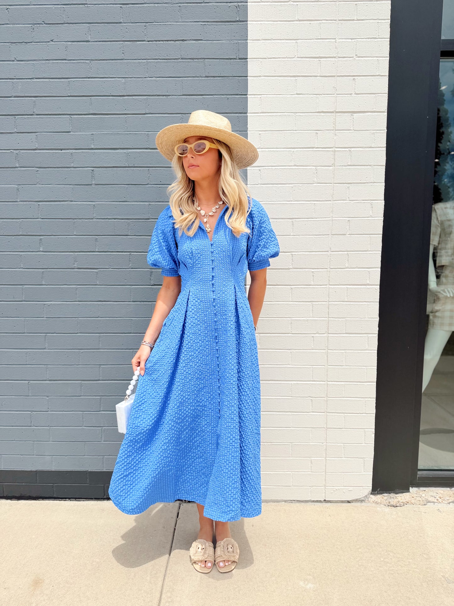 BUTTON UP MIDI DRESS
