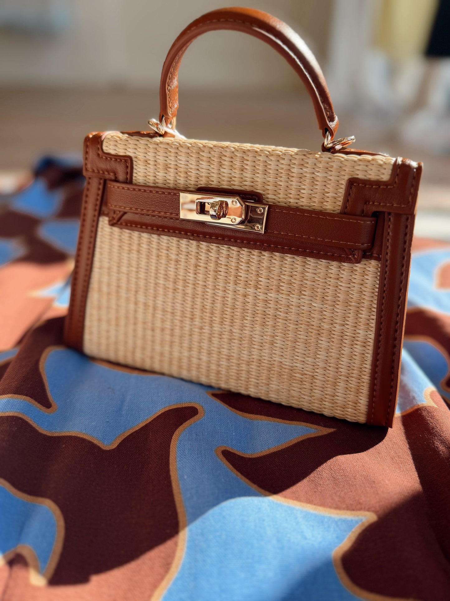 HARIETTE RAFFIA HANDLE BAG