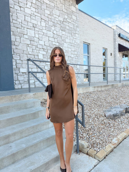SATIN DRAPED SCARF MINI DRESS