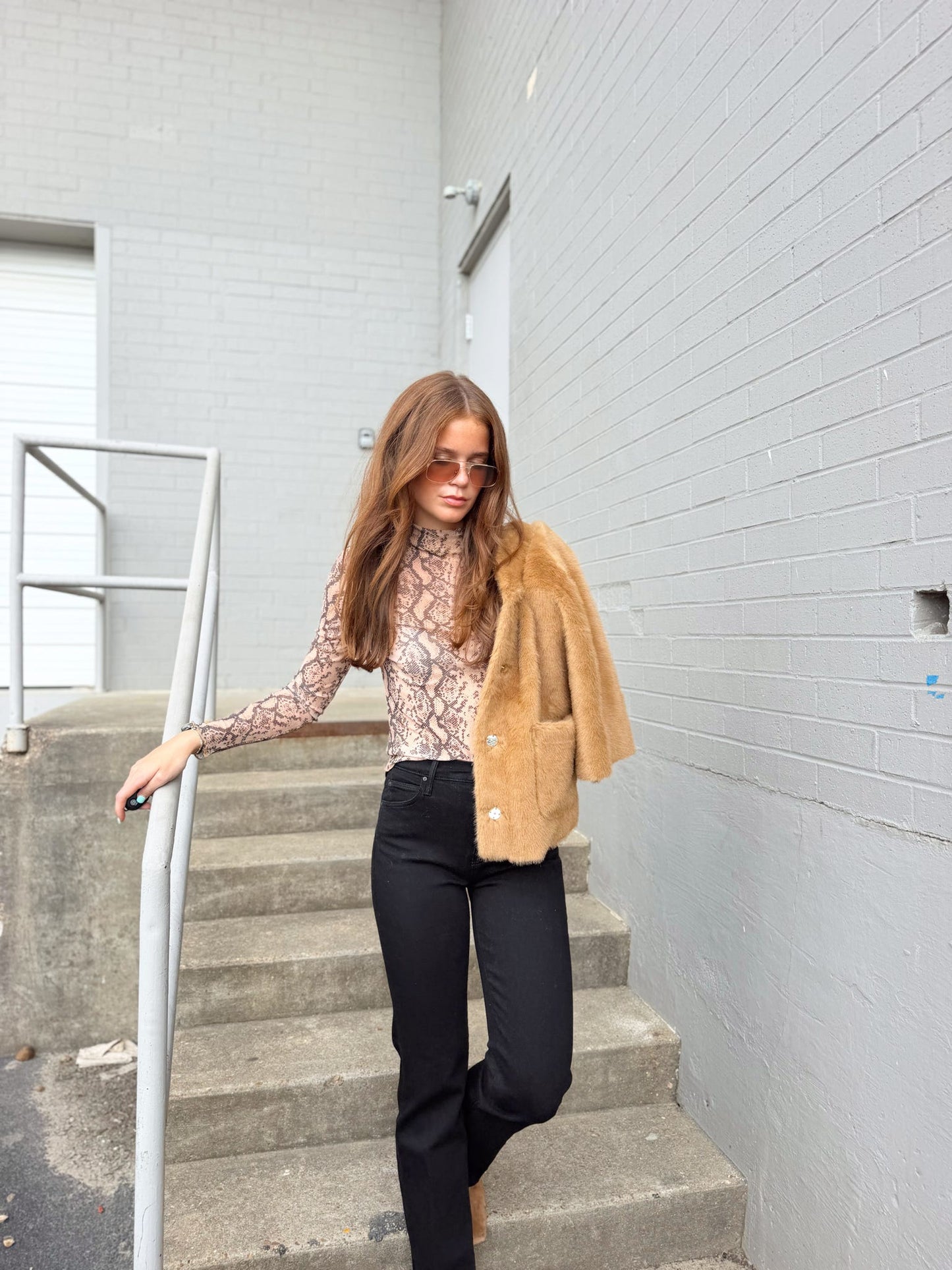 SPENCER FUNNEL NECK TOP SHEER