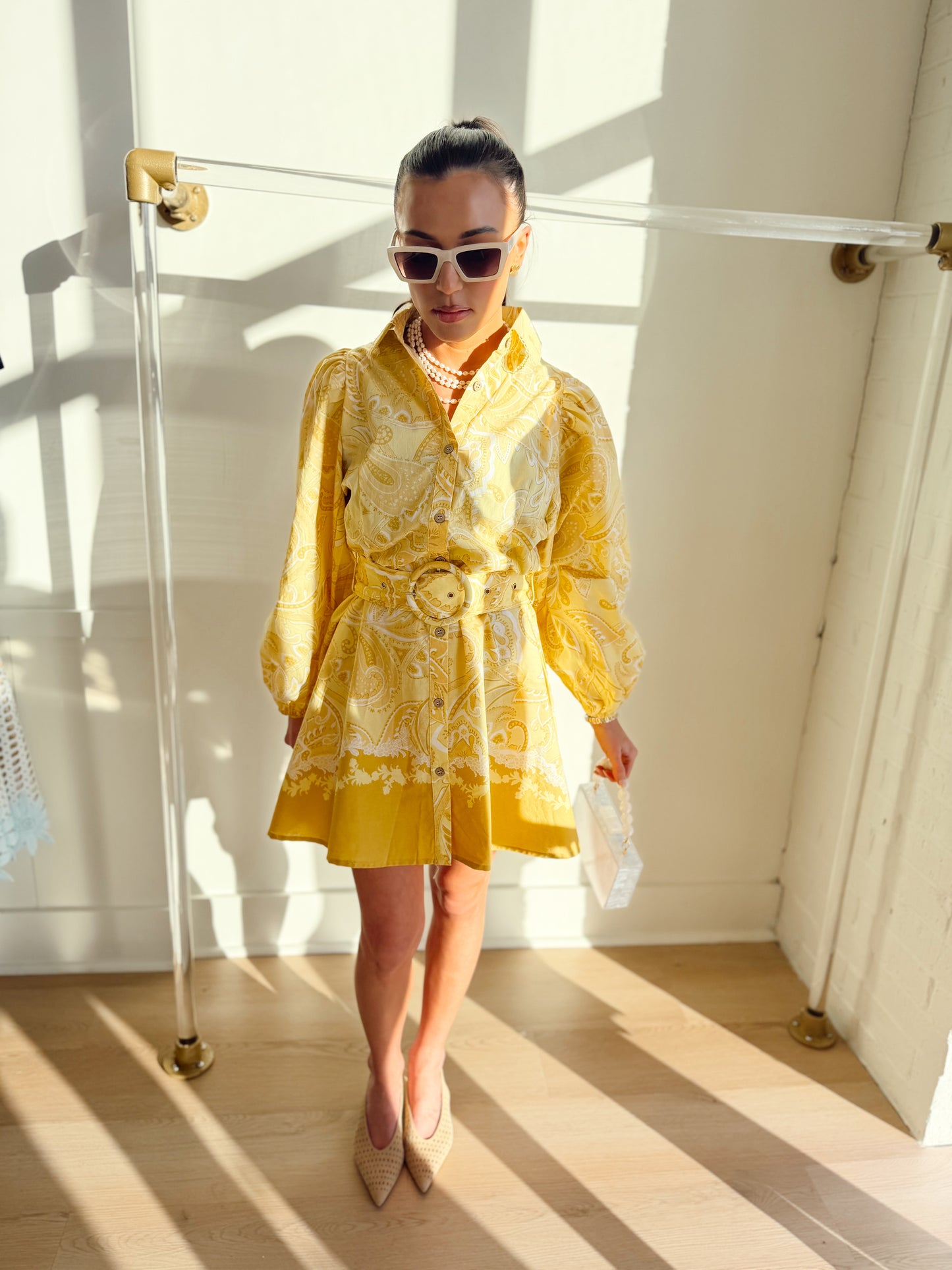 JOY BELTED BUTTON DOWN DRESS