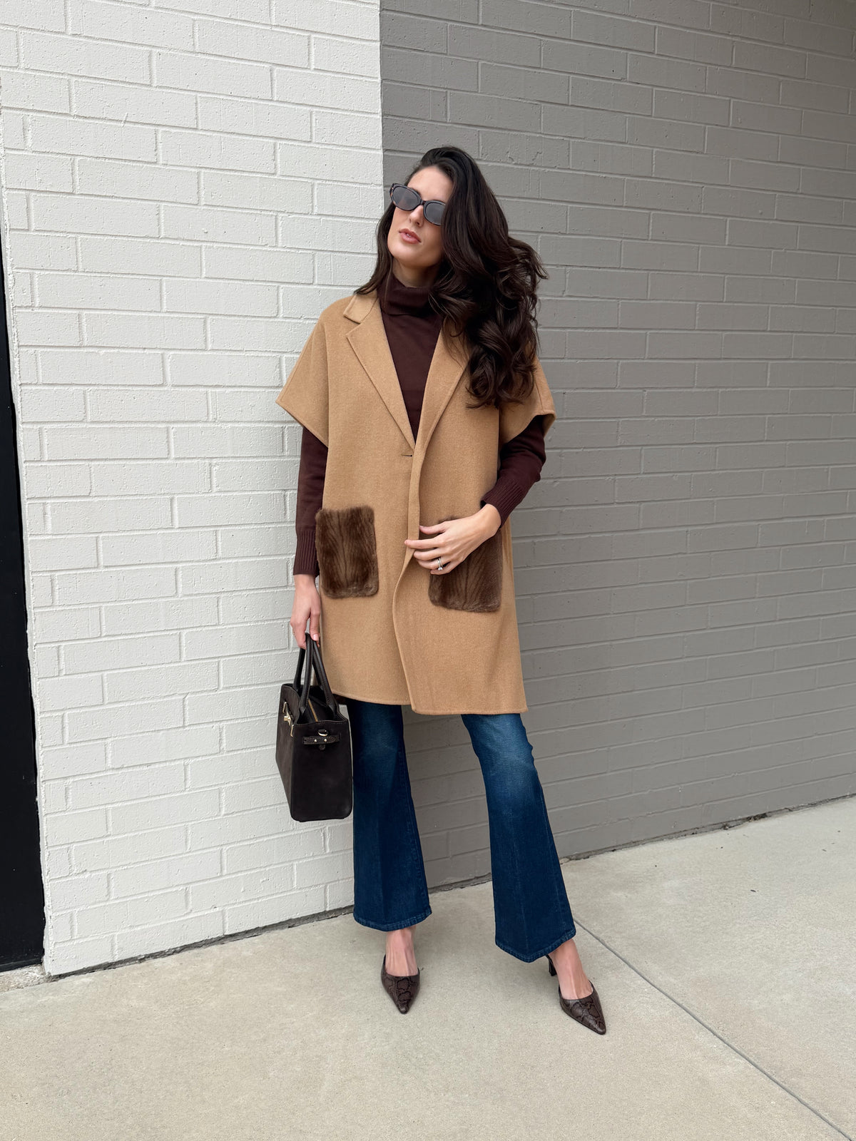 PONCHO FUR W/ POCKETS