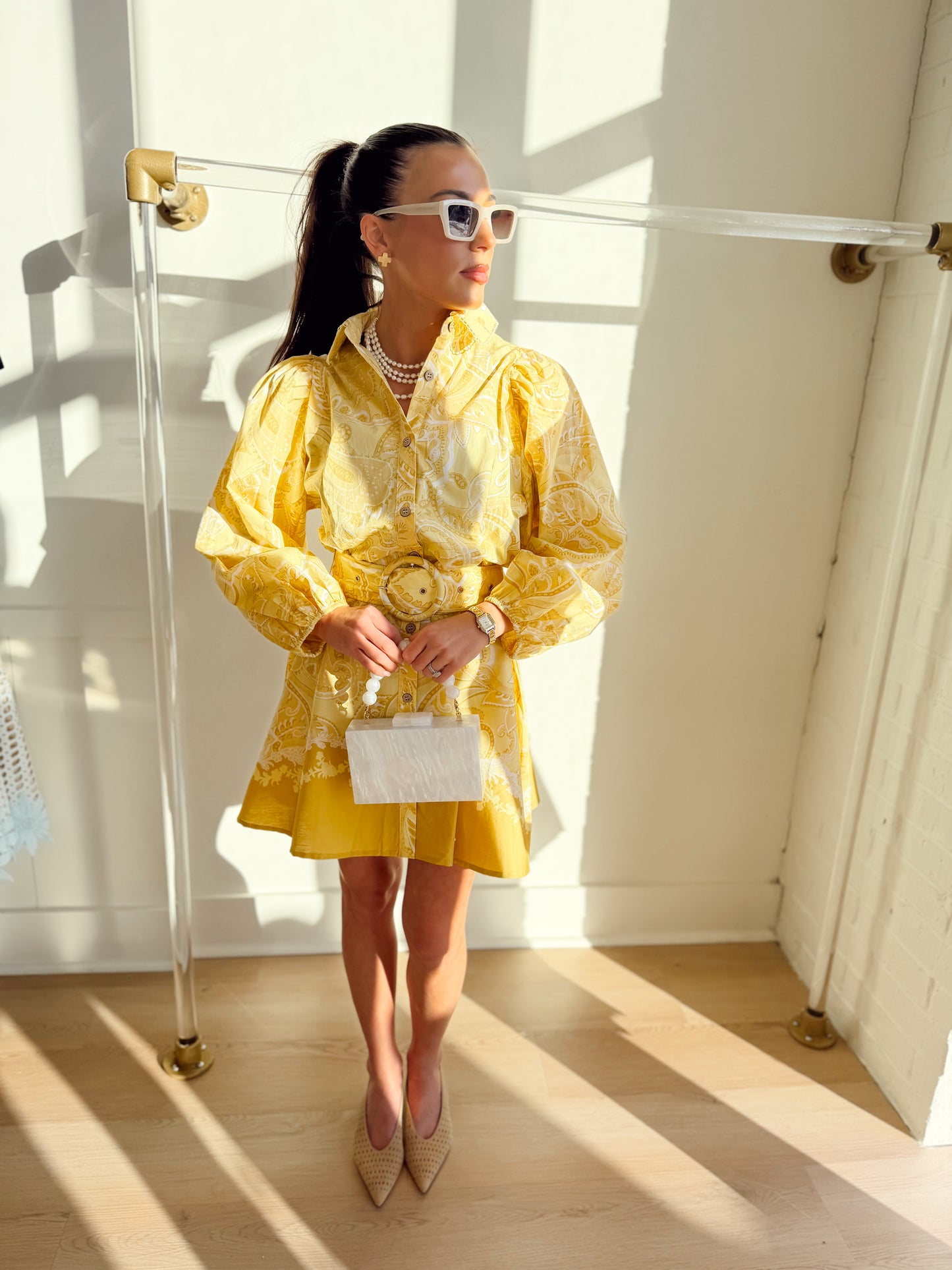 JOY BELTED BUTTON DOWN DRESS