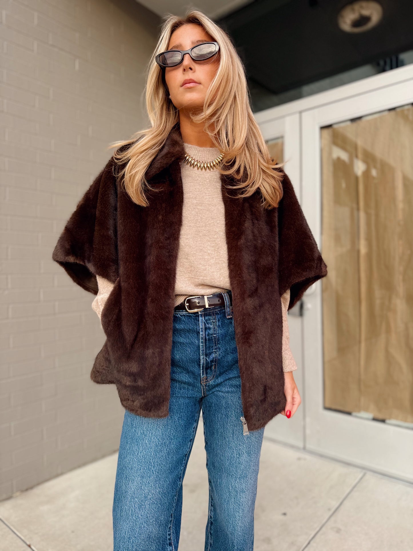 FAUX FUR CAPE