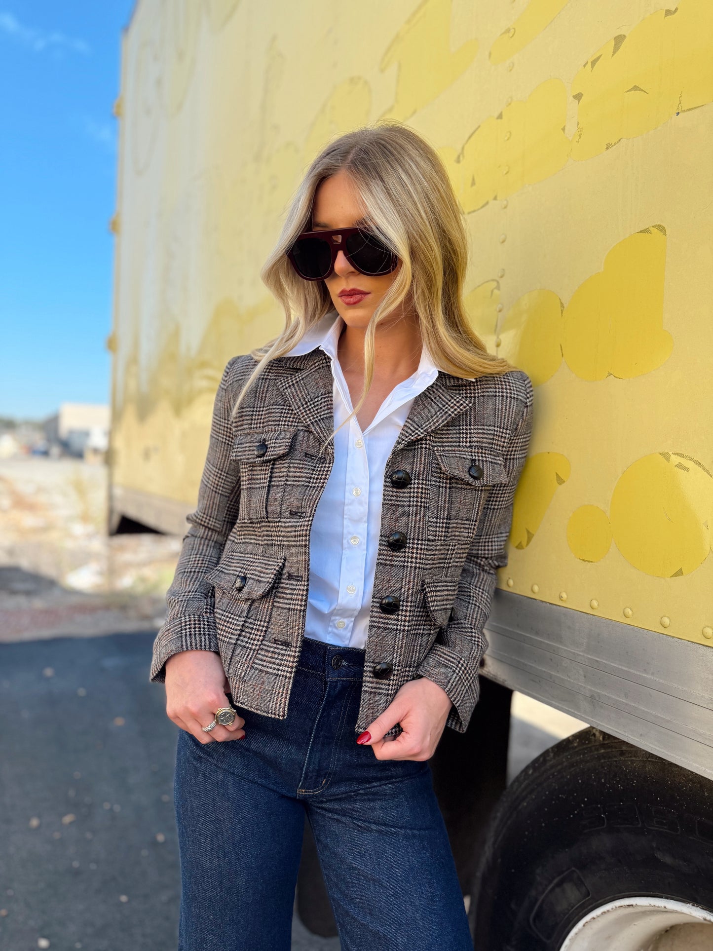 EDEN PLAID DOUBLE POCKET JACKET