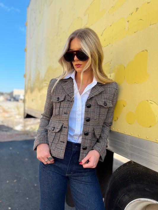 EDEN PLAID DOUBLE POCKET JACKET