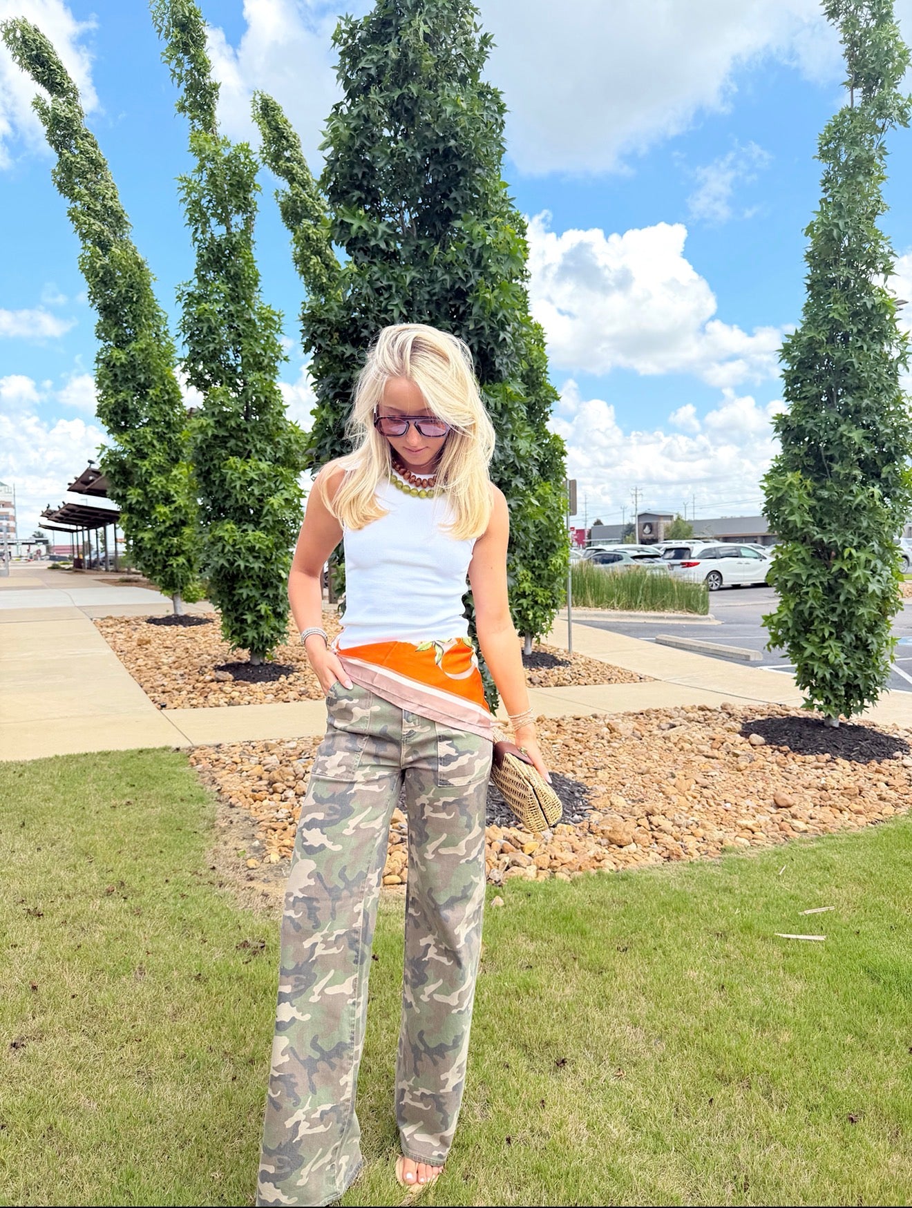 FAR OUT PATCH POCKET HIGH RISE WIDE LEG