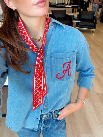 ARKANSAS EMBROIDERED DENIM BUTTON UP