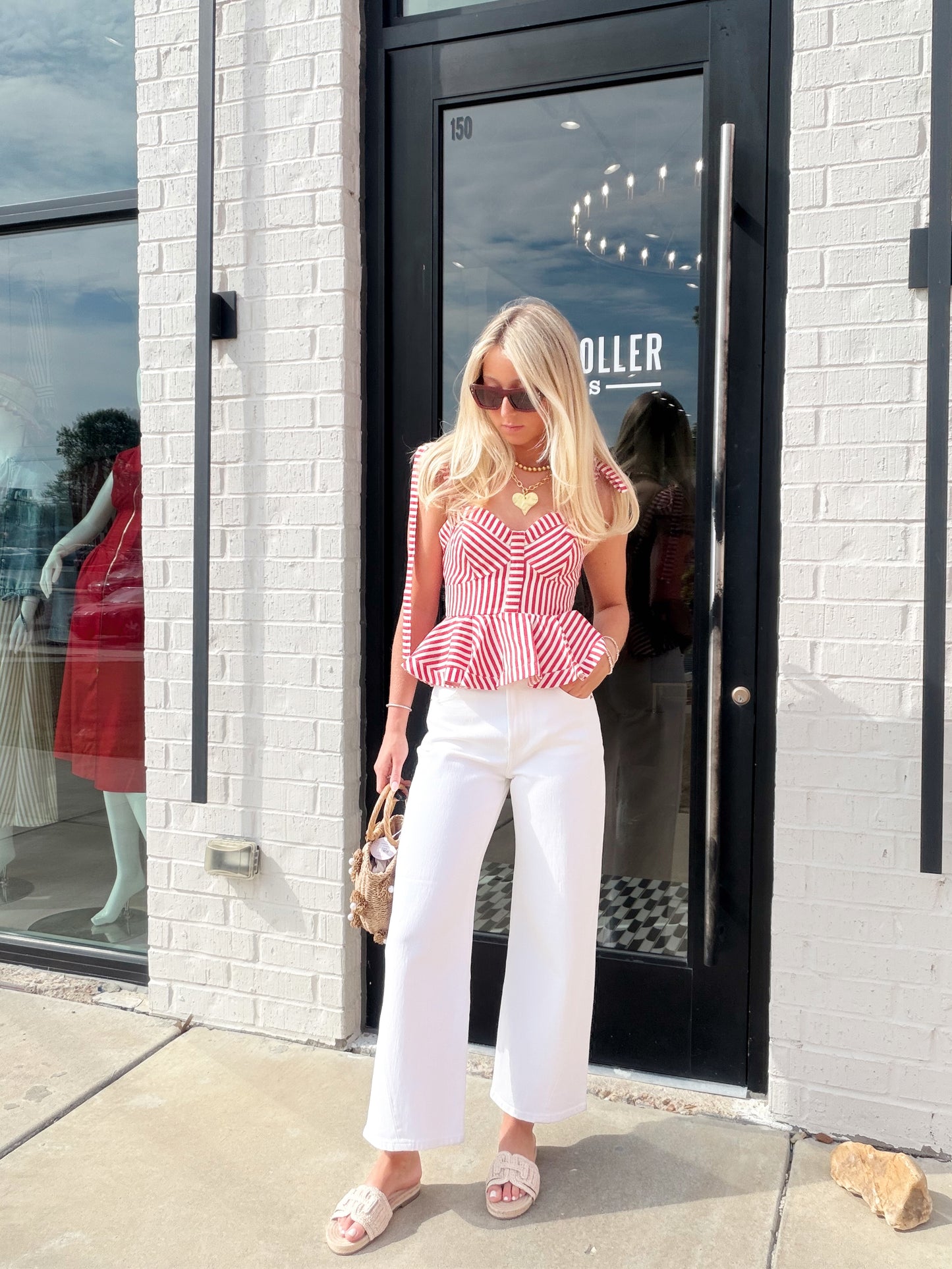PIN STRIPE PEPLUM CAMI