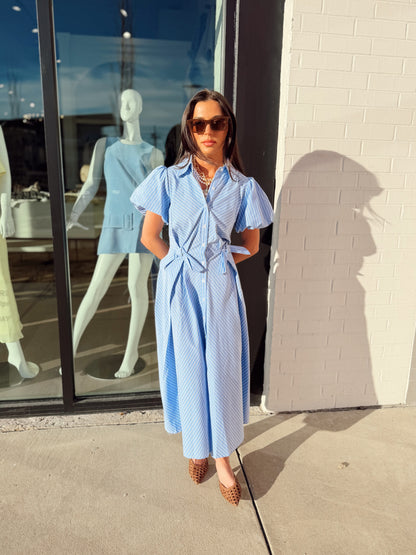 BOW PLEATED DRESS