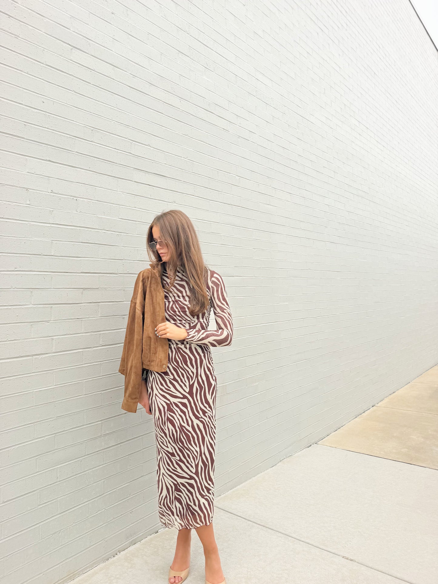 SEVILLA ZEBRA MESH MIDI DRESS