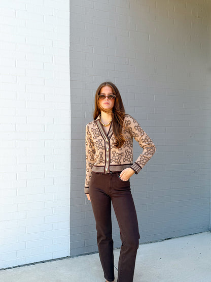 BOW PRINT CARDIGAN